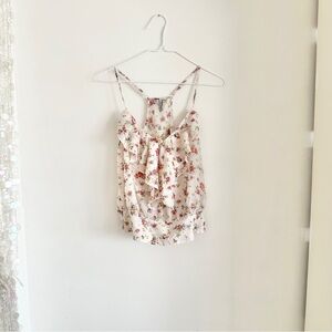 Guess • Floral Ruffle Tank with Ruched Hem